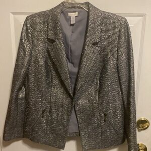 French chic holiday dazzle Chicos metallic jacket